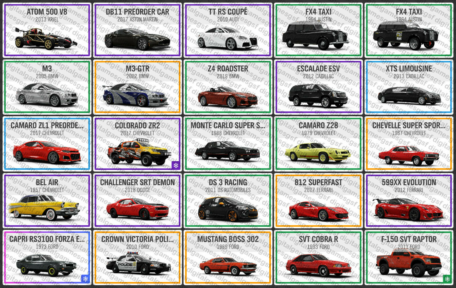 Forza Horizon 5 All Cars With Wide Body Kits