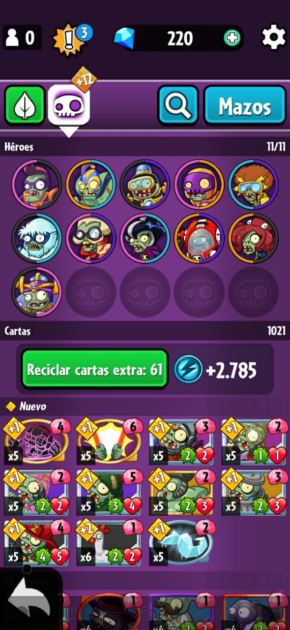 SOLD PvZ Heroes account x4 all cards, all heroes 25 USD ONLY