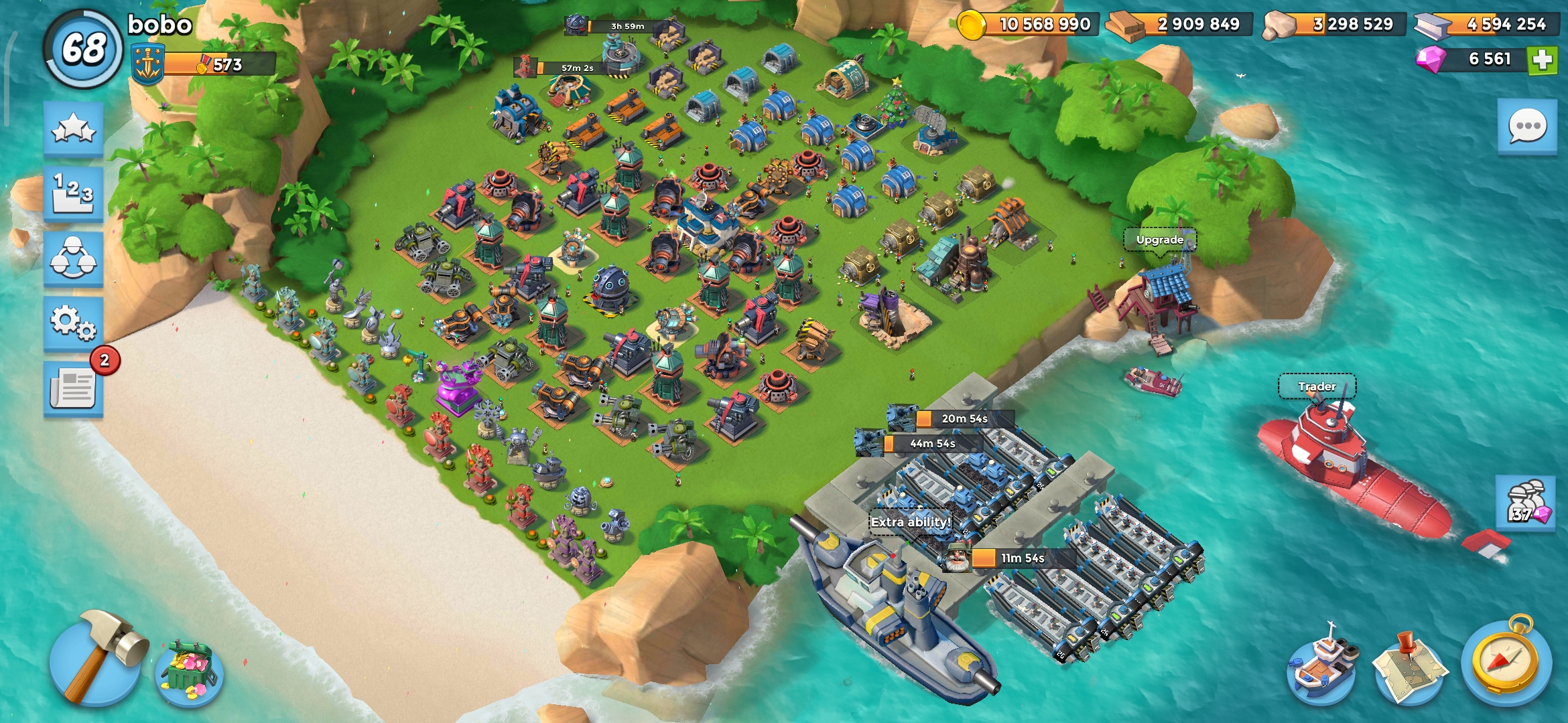 Selling Boom beach 99 MAX, level 68, FREE name change, Diamonds 6560