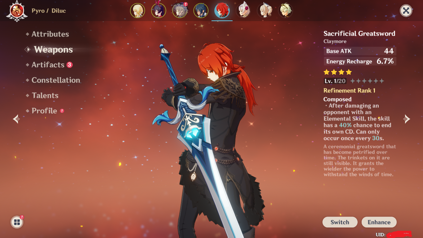 SOLD Selling AR 10 DUP Diluc & 2H sword *4 EpicNPC