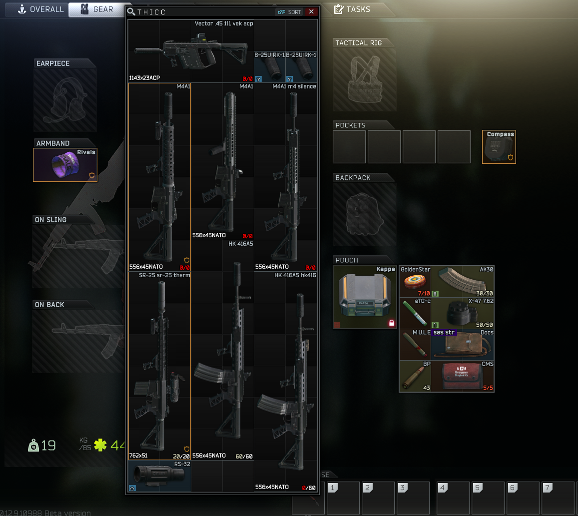 SOLD Eft EOD kappa red/green/violet 52LVL max hideout 12.9