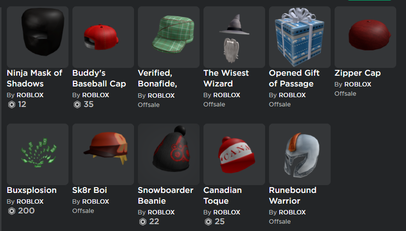 Sold Selling 2011 2013 Accounts With Offsale Hats And Limiteds Epicnpc Marketplace - roblox offsale hats