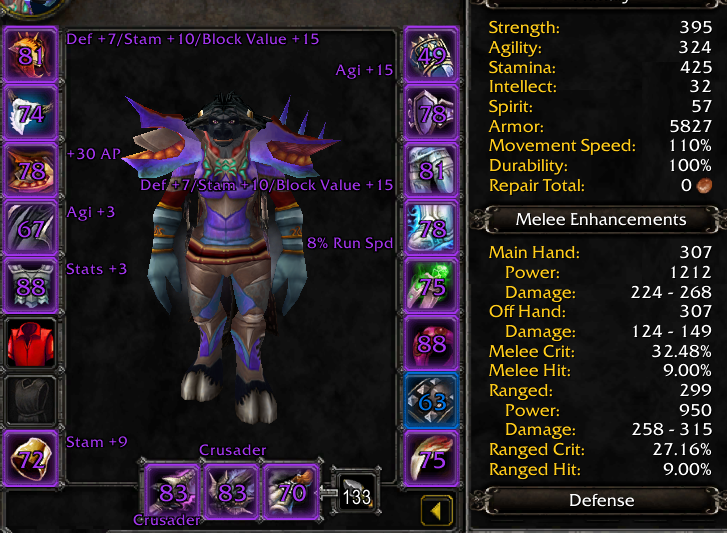 Selling [EU PvP]Warrior 7/9 T3, 5/5 T2.5, Dft, Gem, Zg raptor + Druid