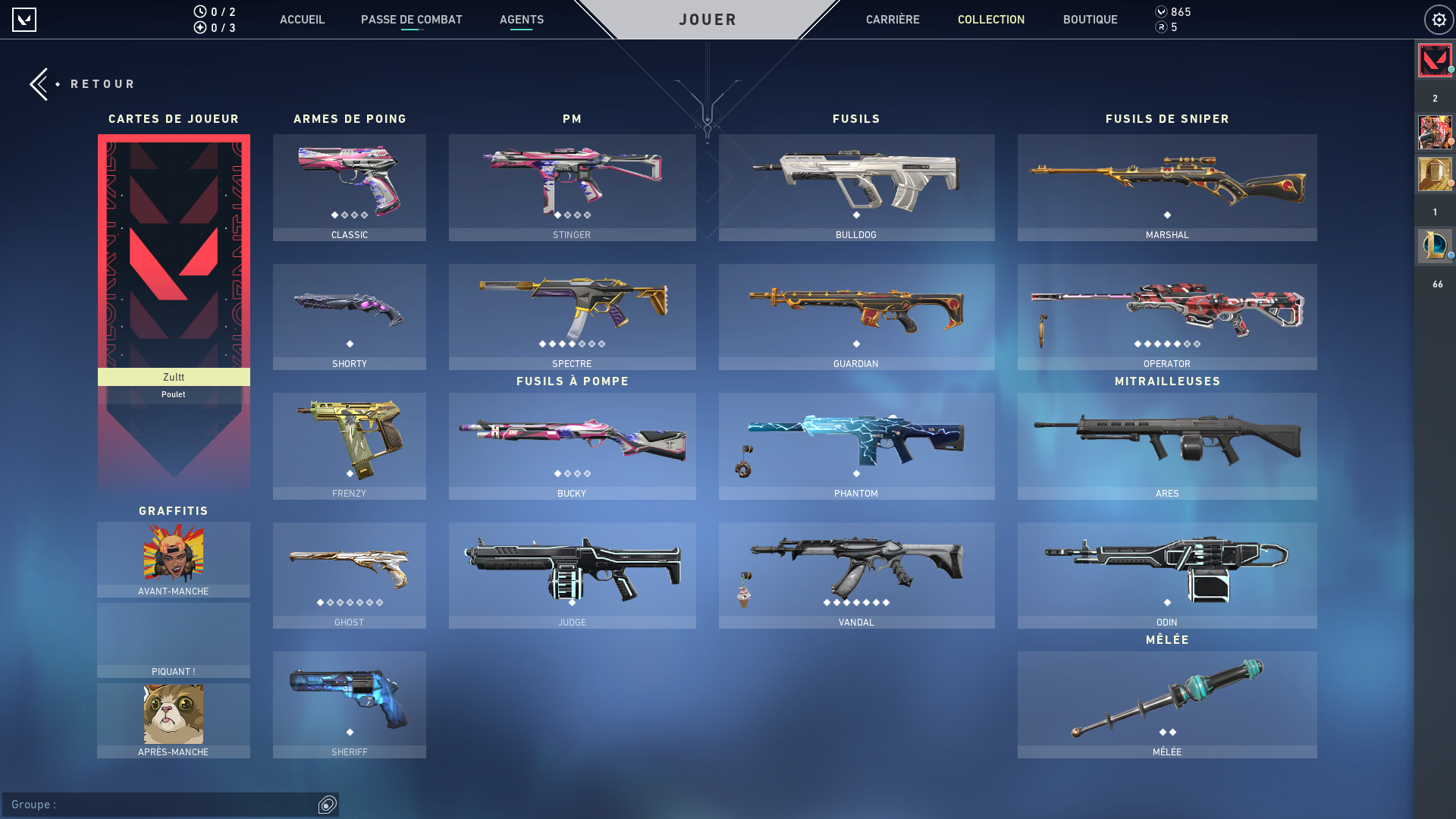 Valorant account (+40 skins ultra rare + prims+ 865 cr +57 grafitis etc