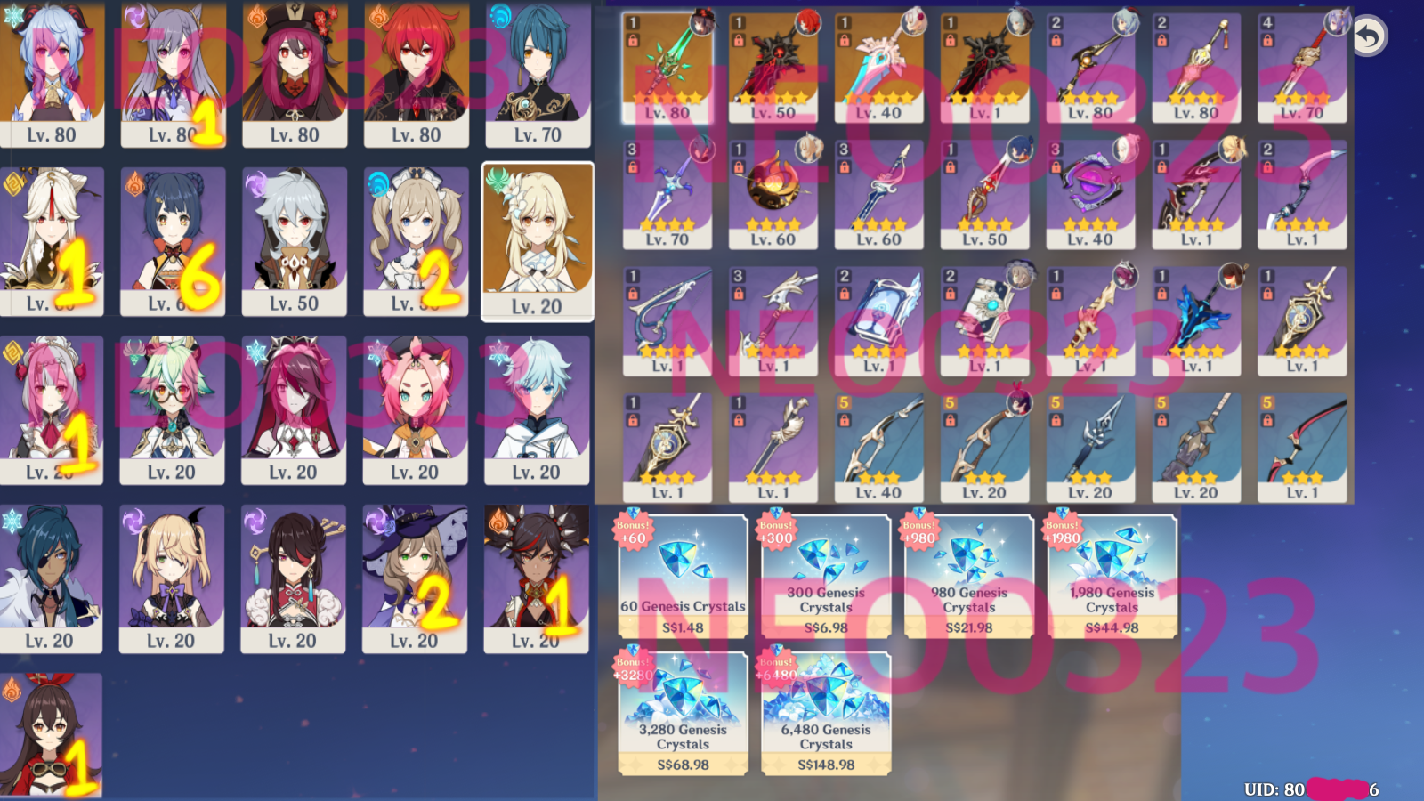 Selling Ar47 68 Hutao Ganyu With All 2x Top Up Bonuses Available Decent 6x5 Stars Epicnpc Marketplace