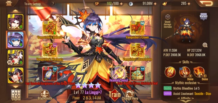 Sold Vip 9 With Warlord 4 Mythic Hero And 7 Legendary Heroes Epicnpc Marketplace