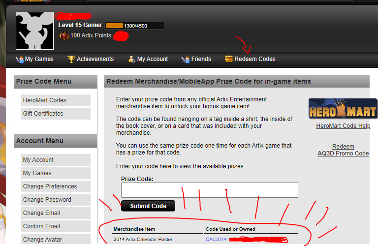 Buying [Trustworthy Buyer] Heromart codes used for AQW and unredeemed