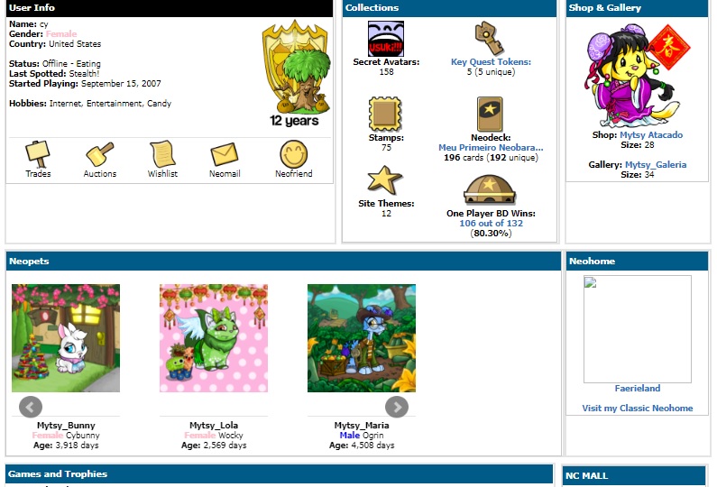 Neopets Account 12 Year 12 Million bank hundreds Items rare and baby