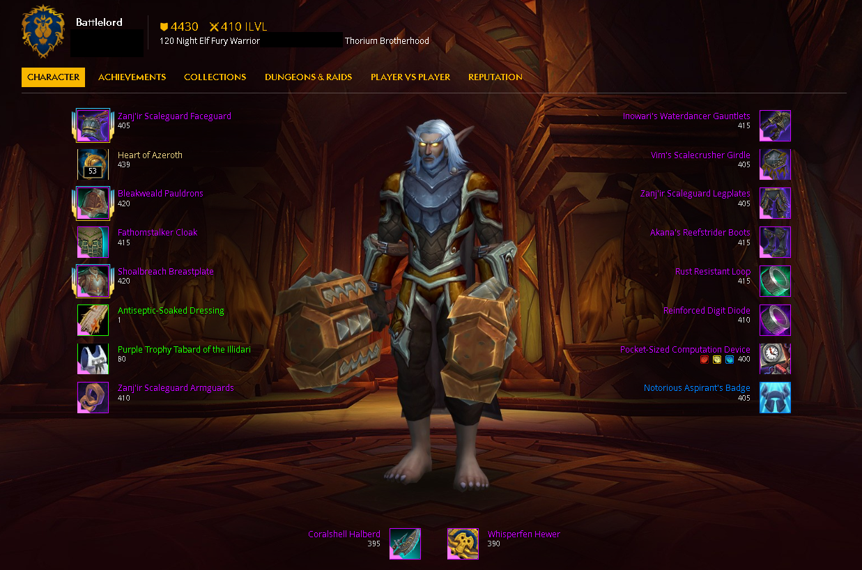 Sold Cheap 120 Warrior Ilvl 410 Kul Tiran Race Unlocked Epicnpc Marketplace